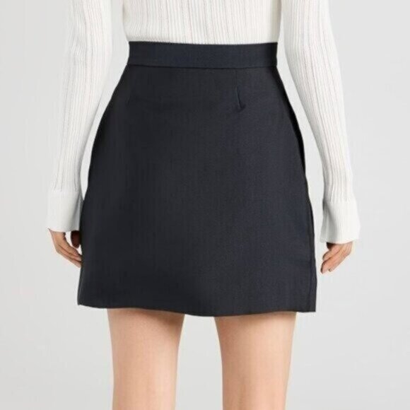 Lee Mathews Penny Mini Skirt 0 NEW Black Technical-Canvas Wrap Retro Designer - Picture 2 of 9